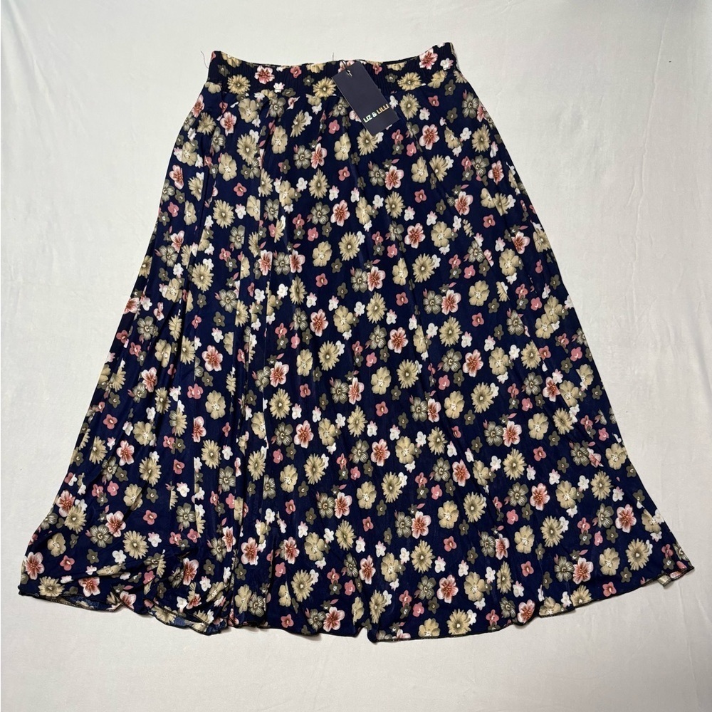 Floral Midi Skirt in Navy by Zara